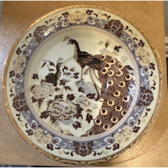 Yamasen Japan Peacock & Roses Teacup Saucer Set 24K Gold Trim Gift Boxed - Picture 3 of 7